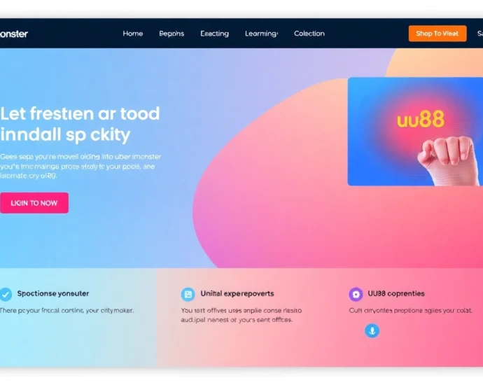 Visually appealing homepage of https://uu88.monster showcasing dynamic graphics, clear menus, and a professional design to attract users.