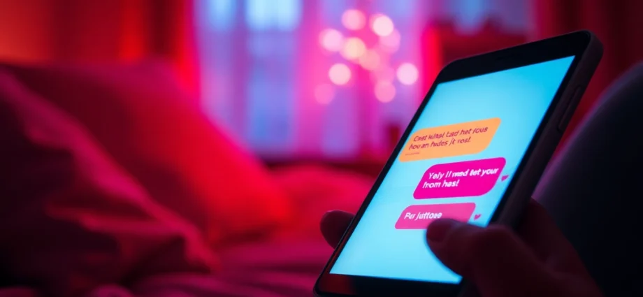 A digital chat interface displaying intimate messages in a cozy setting.