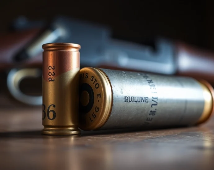The .32 WIN cartridge with a Winchester rifle in the background highlights the cartridge's vintage appeal.