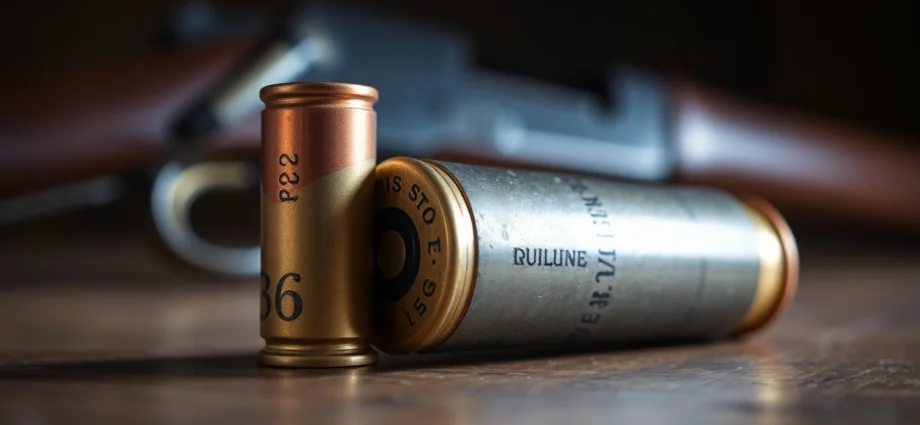The .32 WIN cartridge with a Winchester rifle in the background highlights the cartridge's vintage appeal.