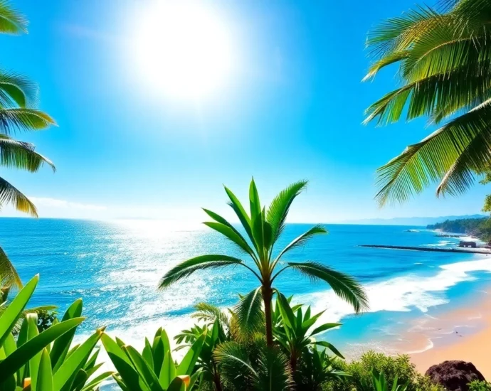 Stunning Indonesian beach view with turquoise waters and lush greenery, exemplifying the best natural scenery in Indonesia.
