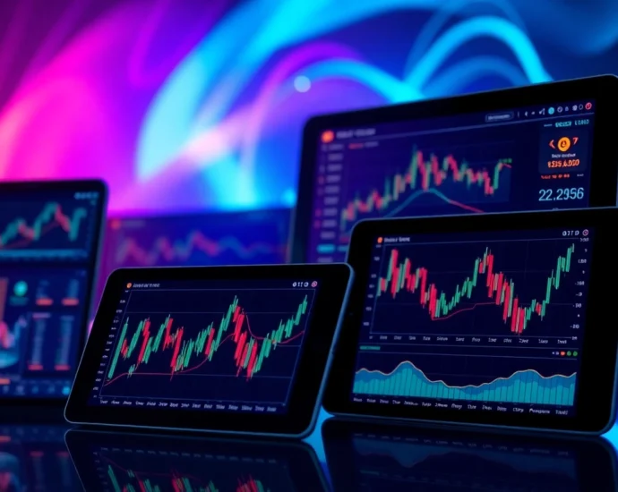 AICoin下载界面展示多平台实时行情图表，强调安全可靠的数字货币行情监控，适合加密资产投资者使用。