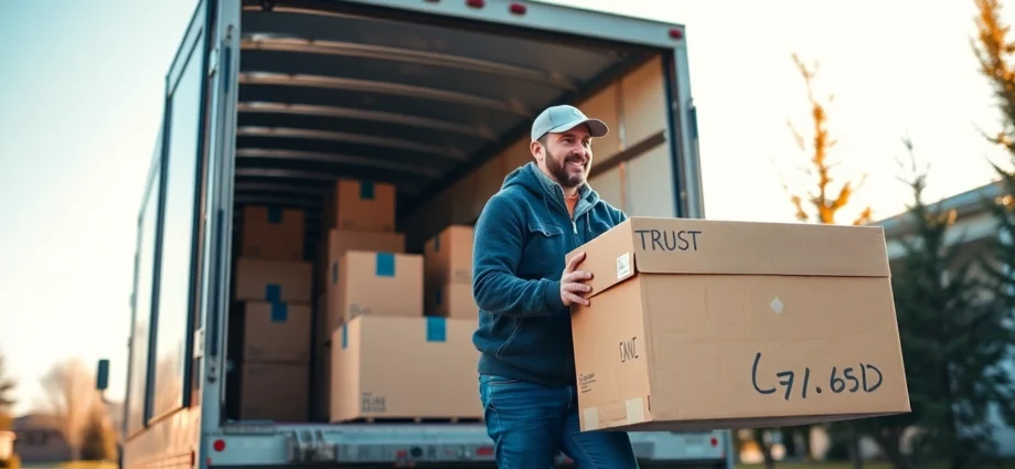 Full service Calgary movers expertly loading a truck, showcasing professional service and efficient relocation process.