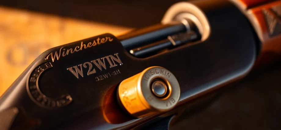 A detailed shot of a Winchester rifle chambered in 32WIN, showcasing its classic design and vintage appeal for firearm enthusiasts.