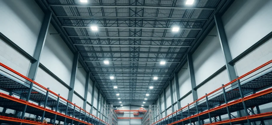 Moderne LED-Beleuchtung in einer Industriehalle