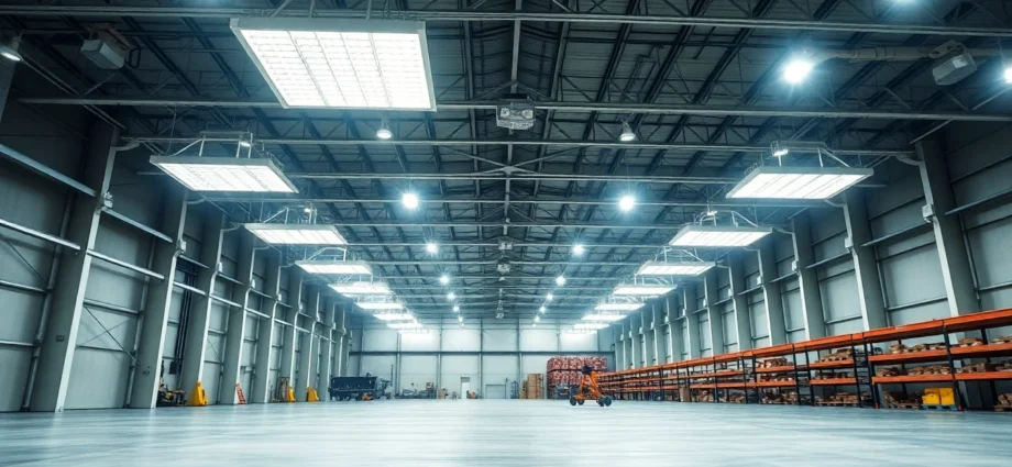 Moderne LED-Beleuchtung in einer Industriehalle