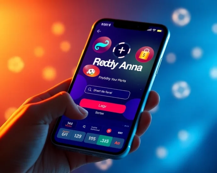 Secure Reddy Anna Login process displayed on mobile screen with sports betting interface, emphasizing quick access and reliability.