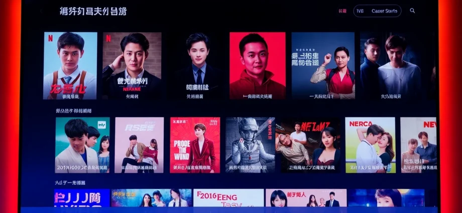 누누티비로 인기 영상 감상하는 사용자 모습, 세련된 스트리밍 서비스 화면과 활기찬 분위기 연출