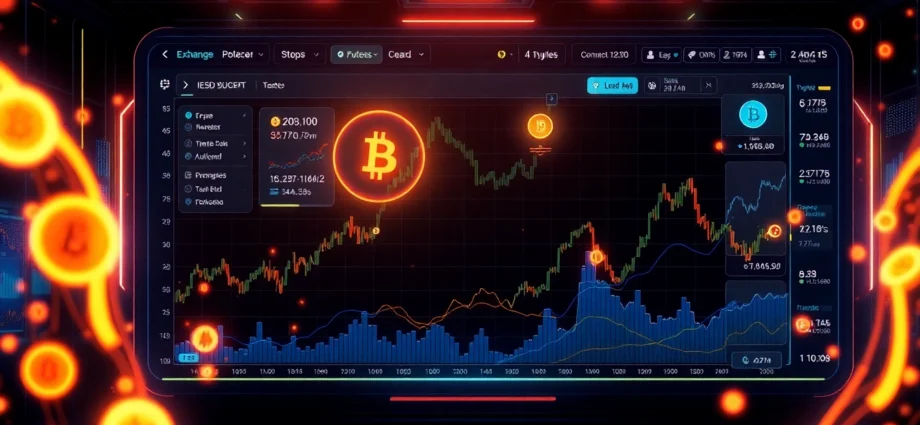 Modern crypto exchange platform showing trading dashboard with live crypto price movements for users
