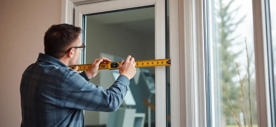 Replacement window installers near me measuring and installing energy-efficient windows in a home.