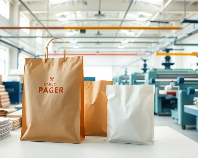 High-quality torba papierowa being printed in a modern factory with eco-friendly materials and