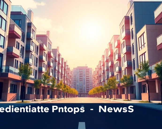 Residential Property News Portal features vibrant cityscape with modern homes and rising