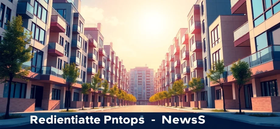 Residential Property News Portal features vibrant cityscape with modern homes and rising