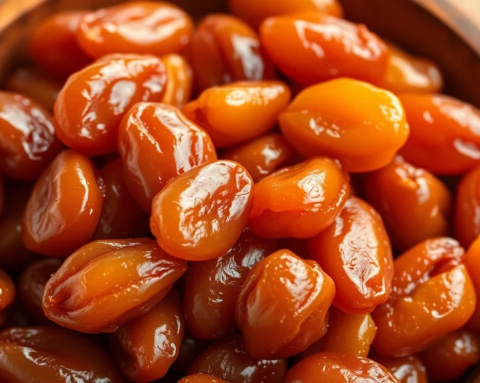 Premium Malayar Raisins displayed in a rustic bowl, highlighting their glossy texture and rich